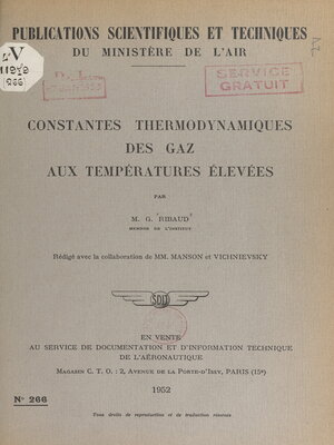 cover image of Constantes thermodynamiques des gaz aux températures élevées